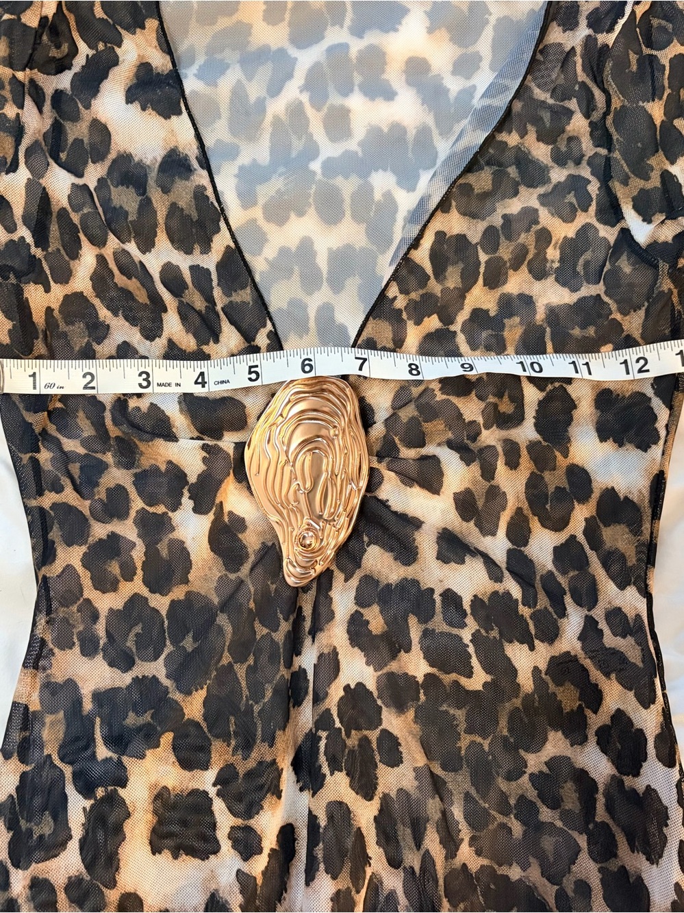 Leopard Print Sheer Dress - Small